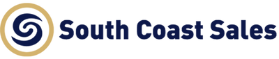 South Coast Sales logo with a stylized wave design on a white background